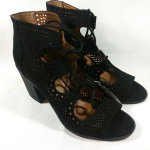 Suede Mesh Black Ankle Pumps Size 9